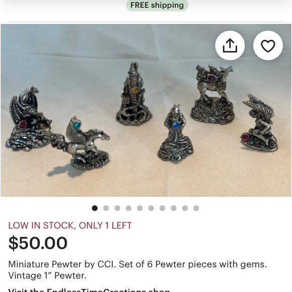 ❌❌ SOLD ❌❌ Medieval Pewter Miniatures With Gems Set of 6 Vintage Collectible - Picture 13 of 15